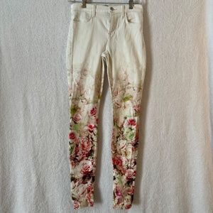 J Brand White Floral Mid-Rise Skinny Floret Stretch Jeans Size 26